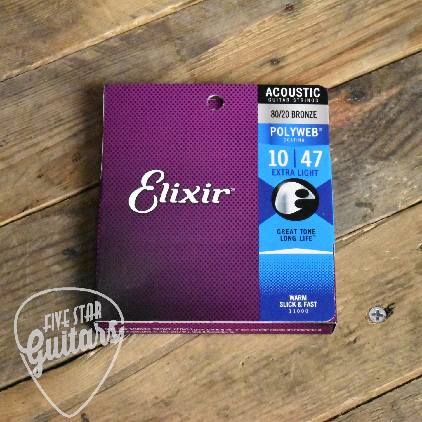 Elixir 11000 Polyweb Coated 80/20 Bronze Acoustic Guitar Strings Extra Light 10-47