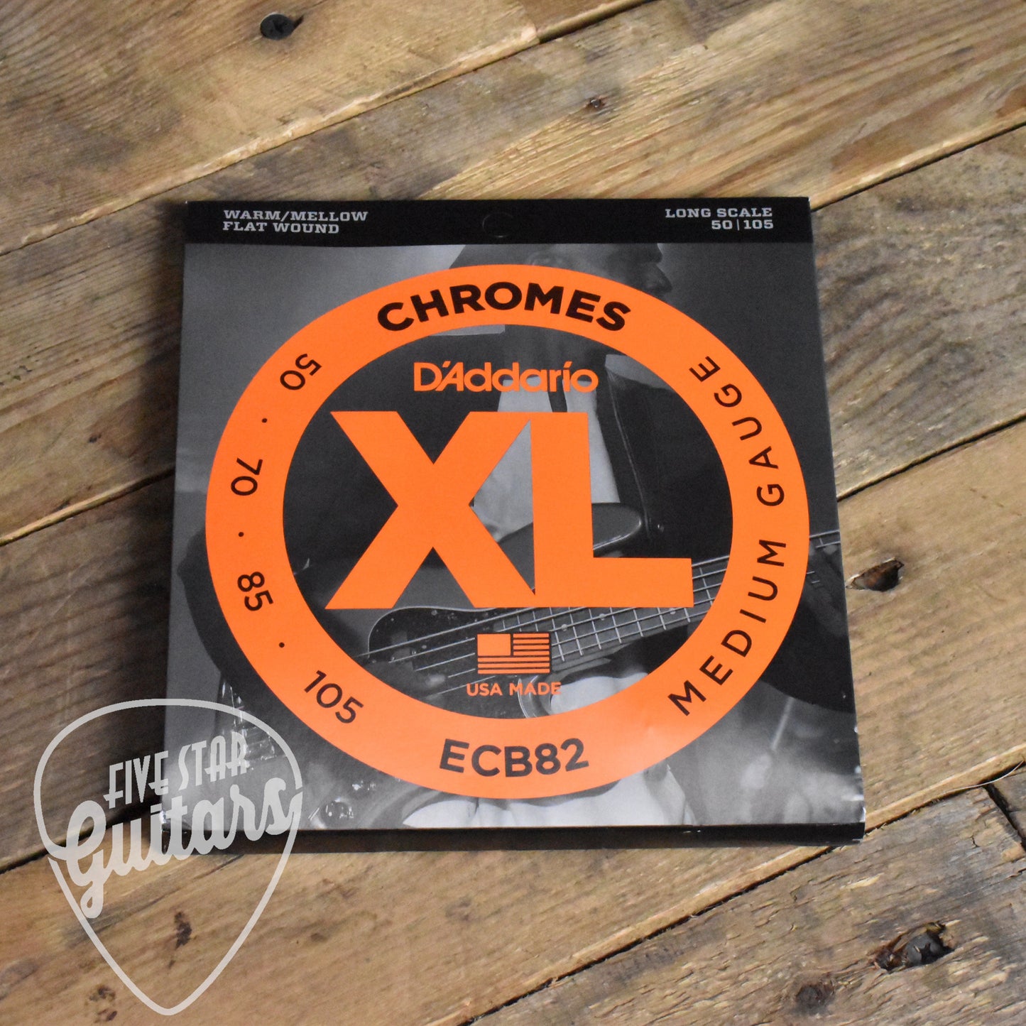 D'Addario ECB82 Chromes Flatwound Medium Gauge Bass Guitar Strings Long Scale 50-105