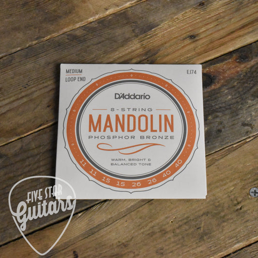 D'Addario EJ74 Phosphor Bronze Loop End Mandolin Strings Medium 11-40