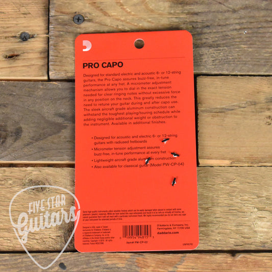 D'Addario Pro Guitar Capo - Black - PW-CP-02