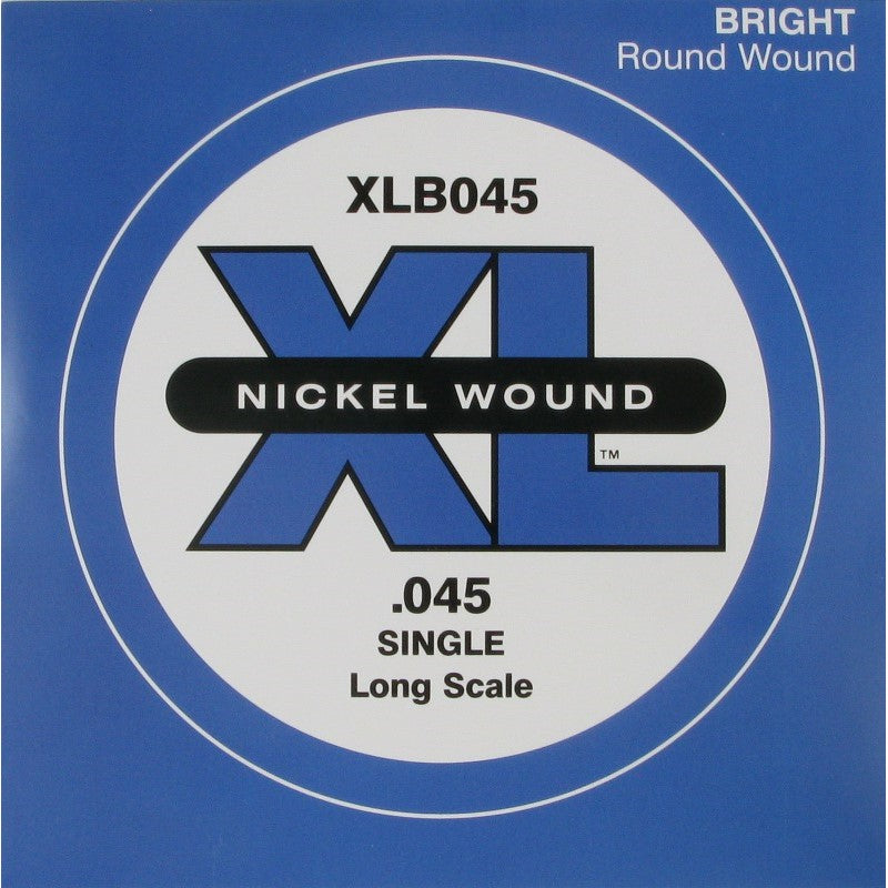 D'Addario XLB045 Nickel Round Wound Long Scale Electric Bass Guitar Single String .045