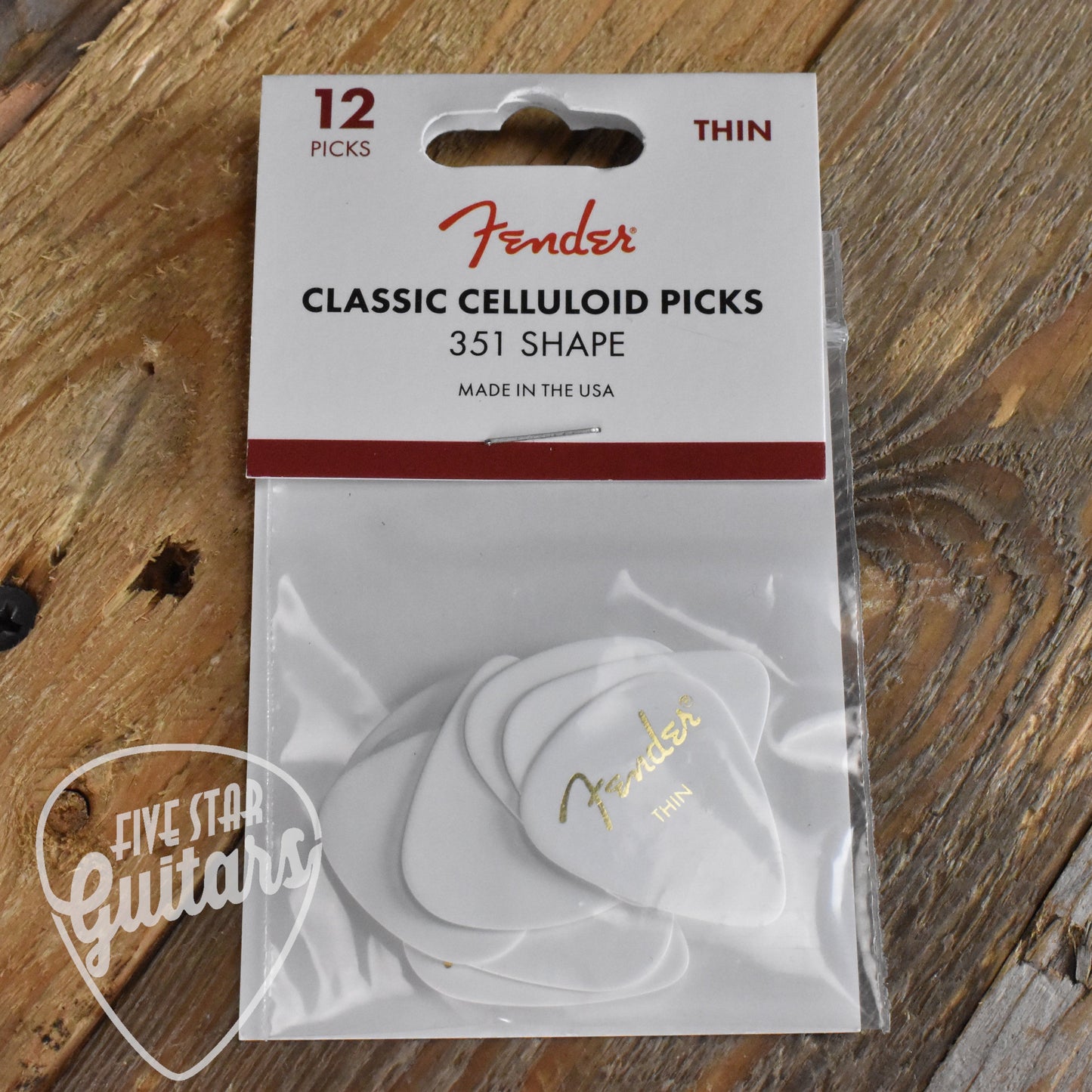 Fender Classic Celluloid Picks - White Thin 12-Pack