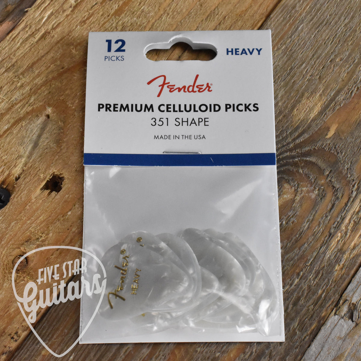 Fender Premium Celluloid Picks - Heavy White Moto 12-Pack