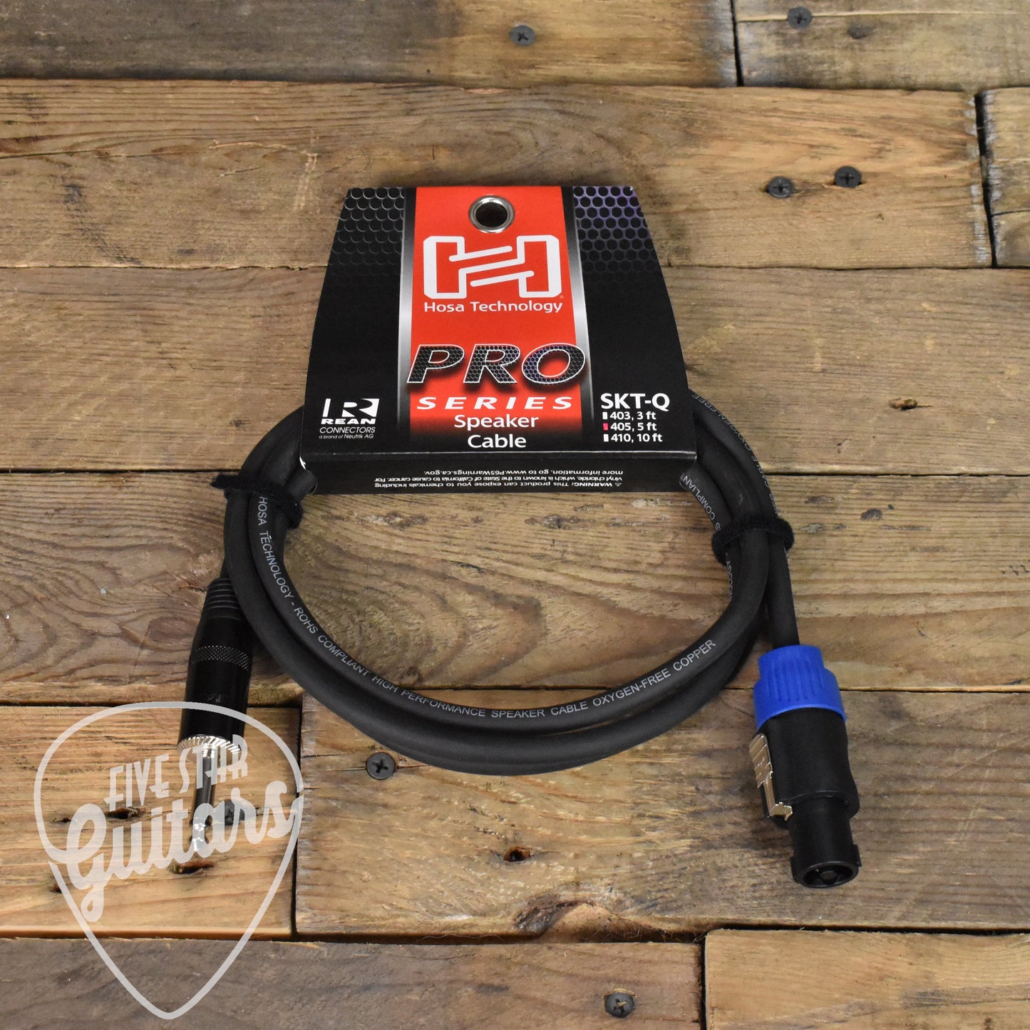 Hosa Pro Speaker Cable REAN Loudspeaker to 1/4" TS - 5ft - SKT-405Q