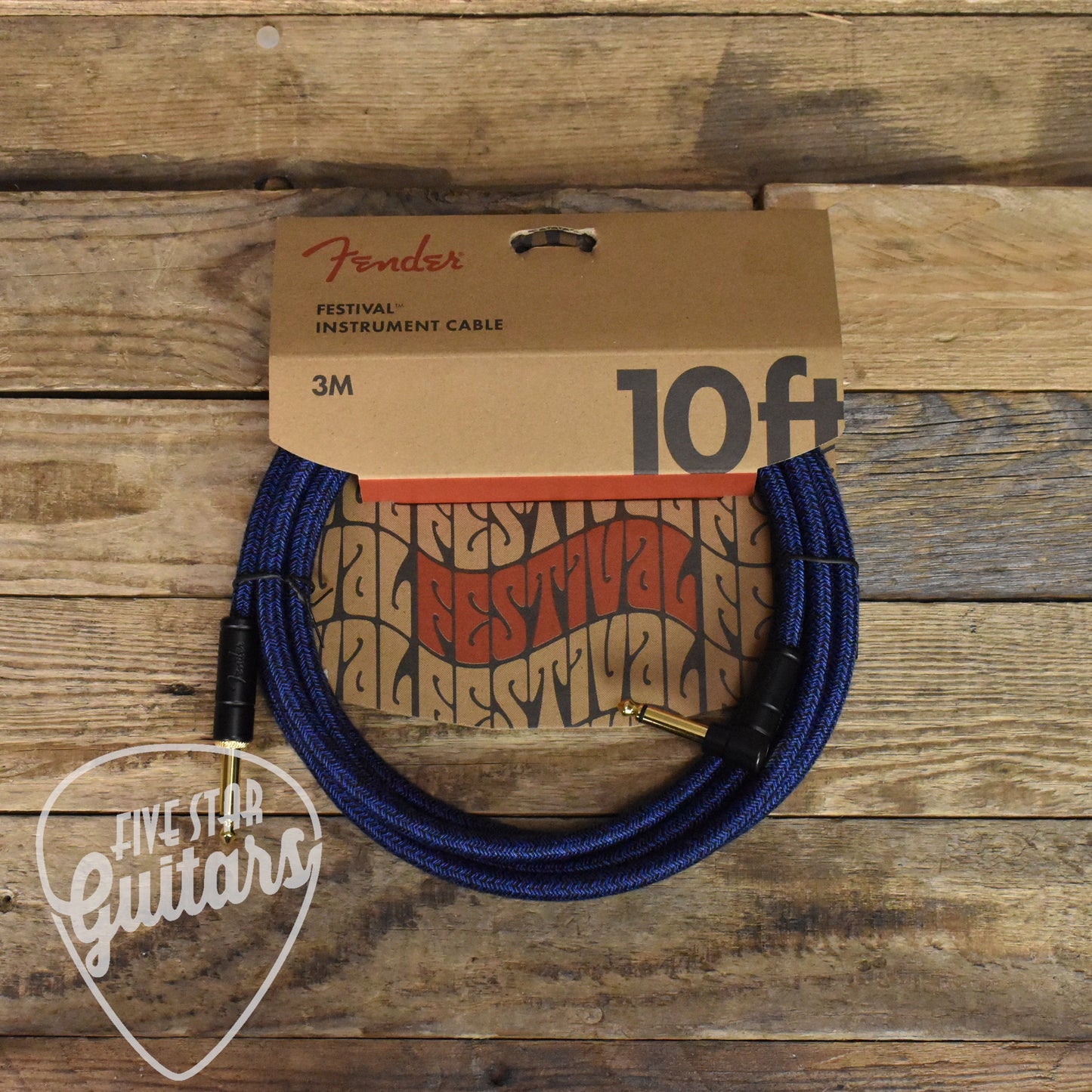 Fender 10' Straight to Right Angle Festival Instrument Cable - Blue Dream