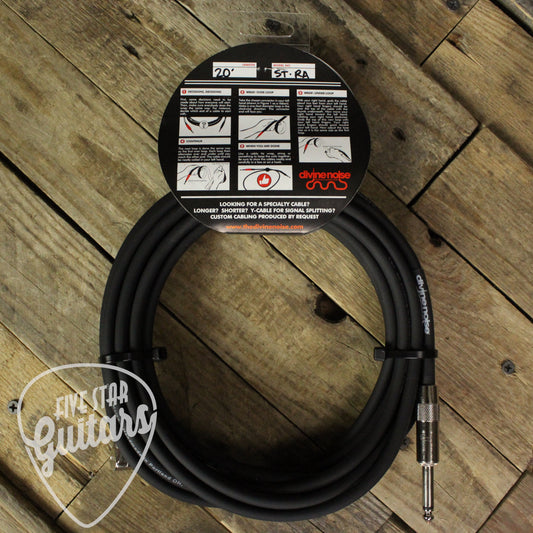 Divine Noise Straight to Right Angle 20 Foot Instrument Cable - Black