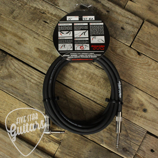 Divine Noise Straight to Right Angle 15 Foot Instrument Cable - Black