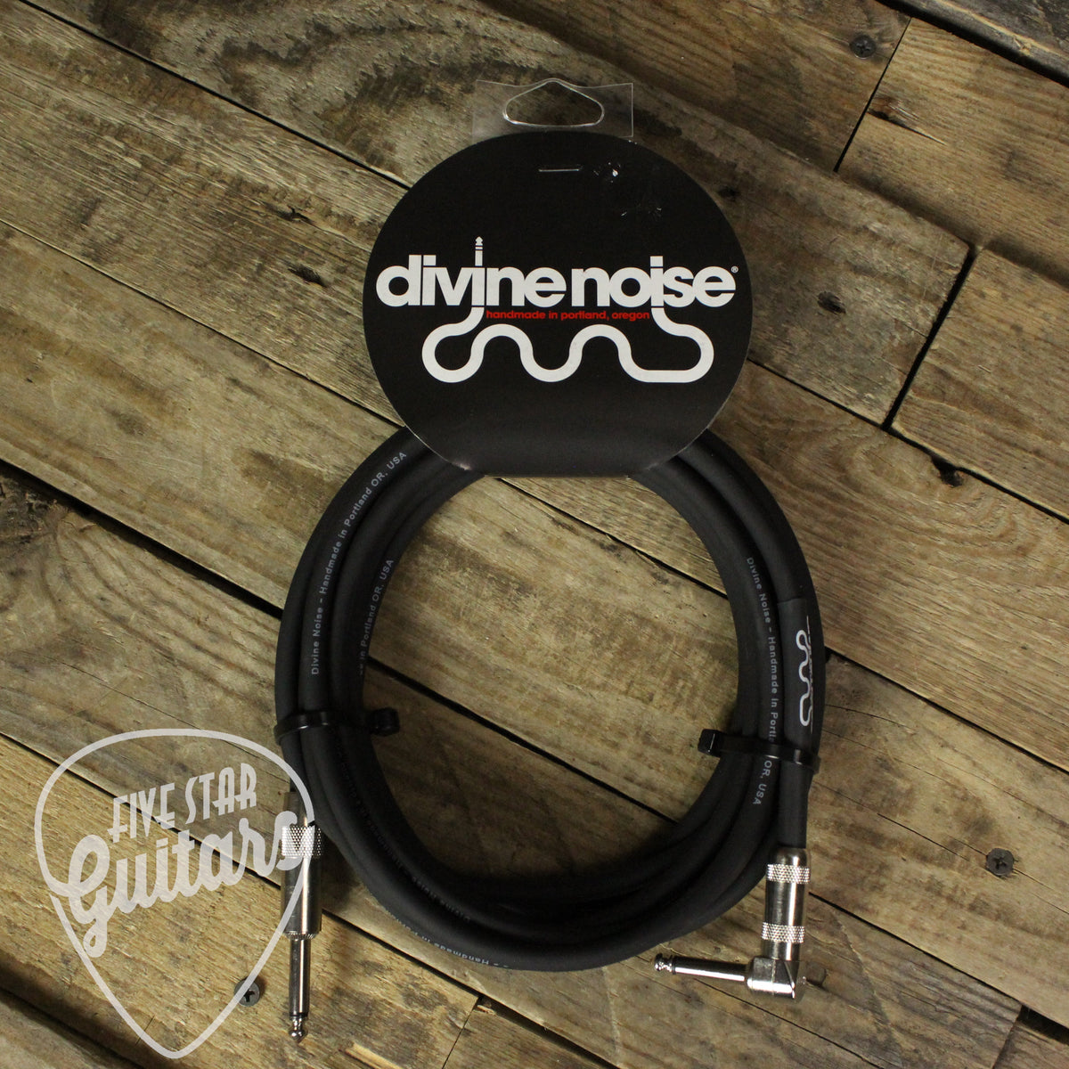 Divine Noise Straight to Right Angle 15 Foot Instrument Cable - Black