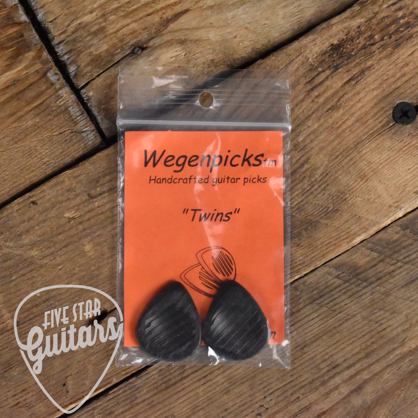 Wegenpicks 3.5mm Black "Twins" Mini Gypsy Jazz Pick Right-Handed Bevel - 2 Pack - TW350B