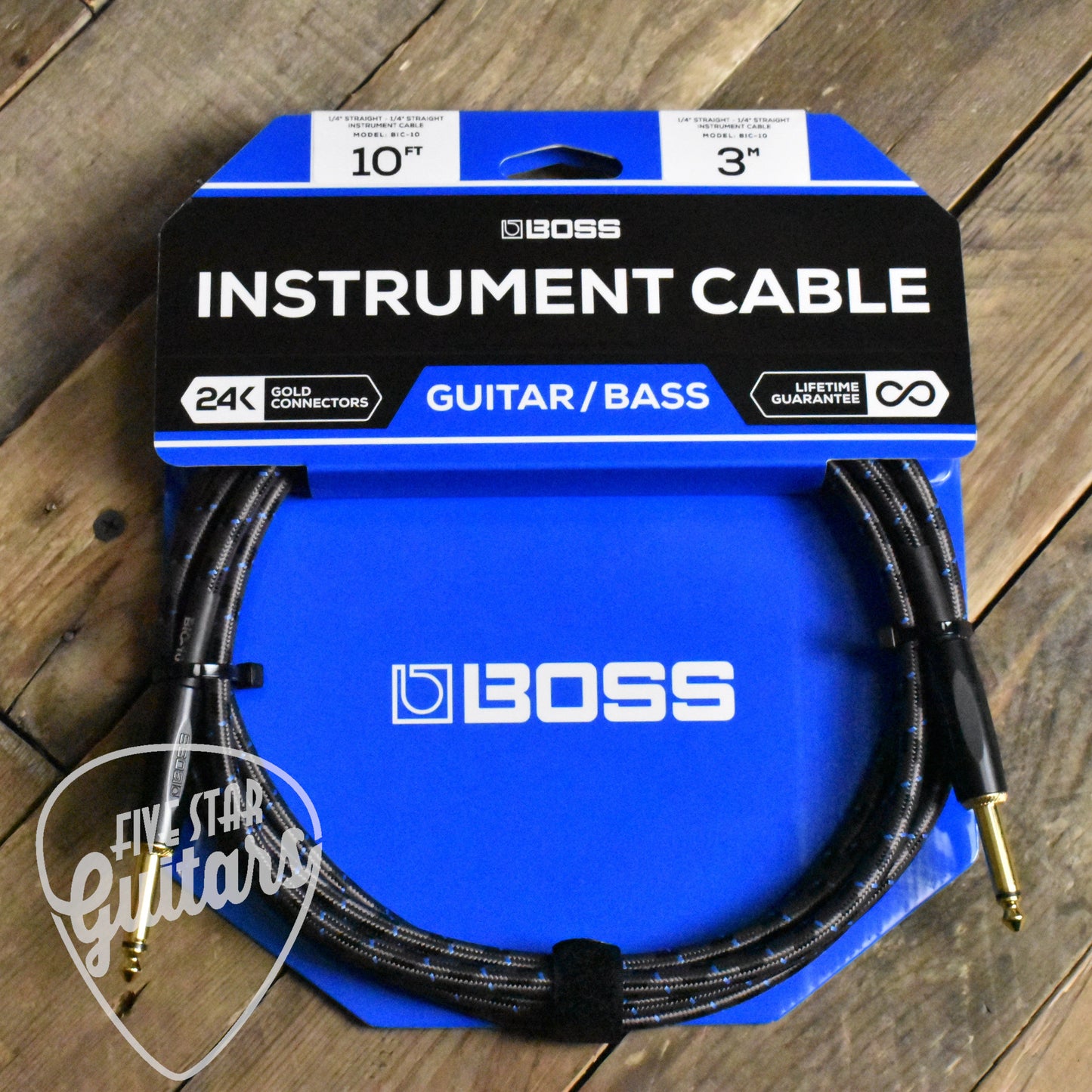 BOSS BIC-10 Instrument Cable - 10ft/3M - Straight/Straight - 1/4" Jack