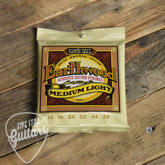 Ernie Ball P02003 Earthwood Medium Light 80/20 Bronze Acoustic Guitar Strings 12-54