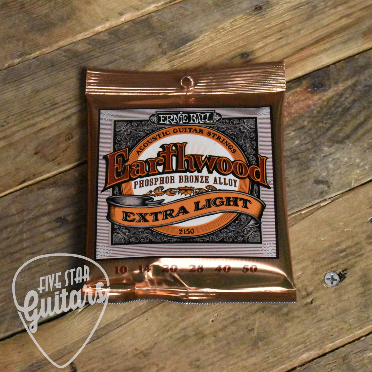 Ernie Ball P02150 Earthwood 2150 Phosphor Bronze X Light Acoustic Guitar Strings 10-50
