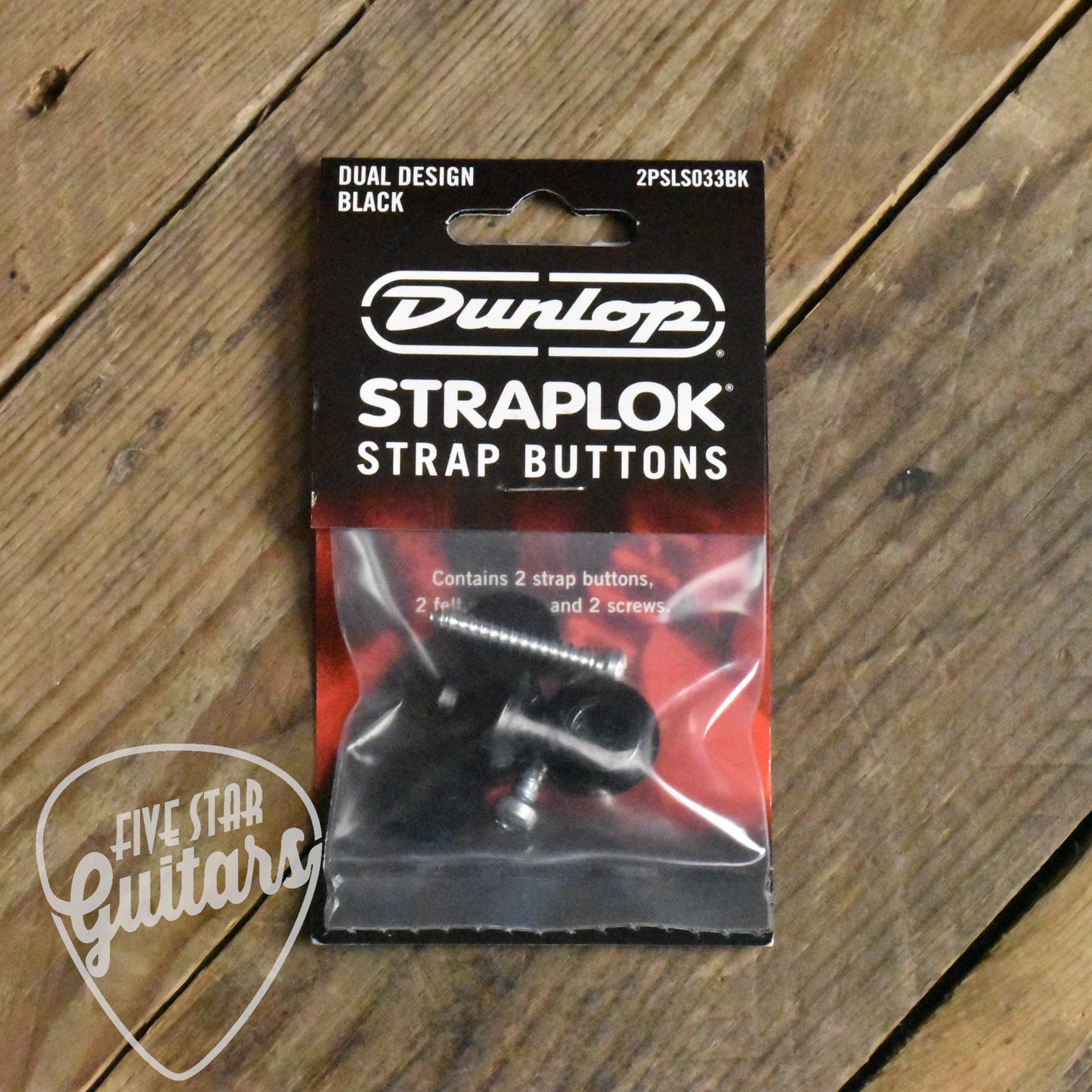 Dunlop Straplok Button - Black Pair
