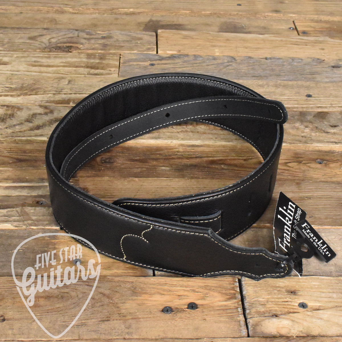Franklin Strap 2.5" Glove Leather w/ Contrast Stitching/Black/Natural Stitch