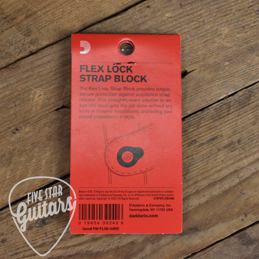 D'Addario Flex Lock Strap Block - Red - 4 Pack