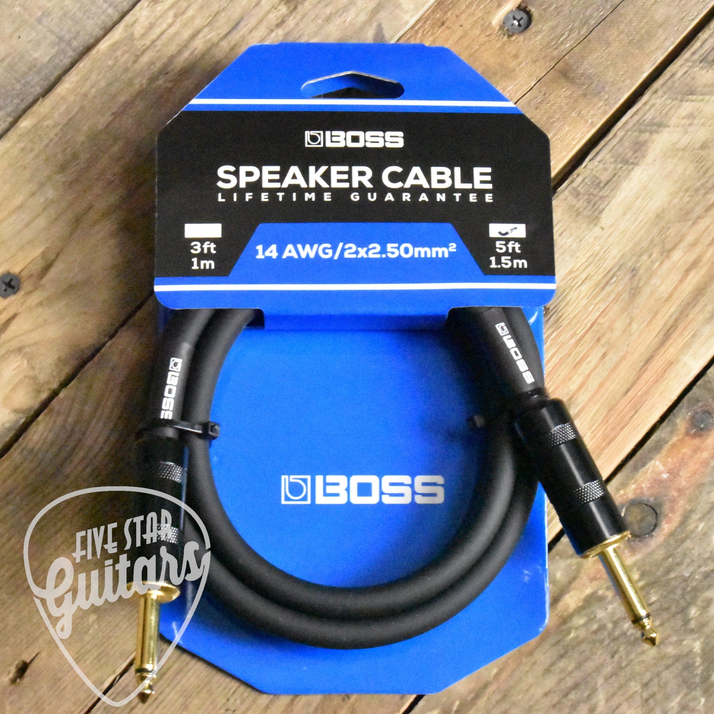 BOSS BSC-5 Speaker Cable - 5ft/1.5M - 14 AWG Copper Core - 1/4" Jack