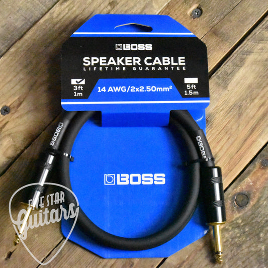 BOSS BSC-3 Speaker Cable - 3ft/1M - 14 AWG Copper Core - 1/4" Jack