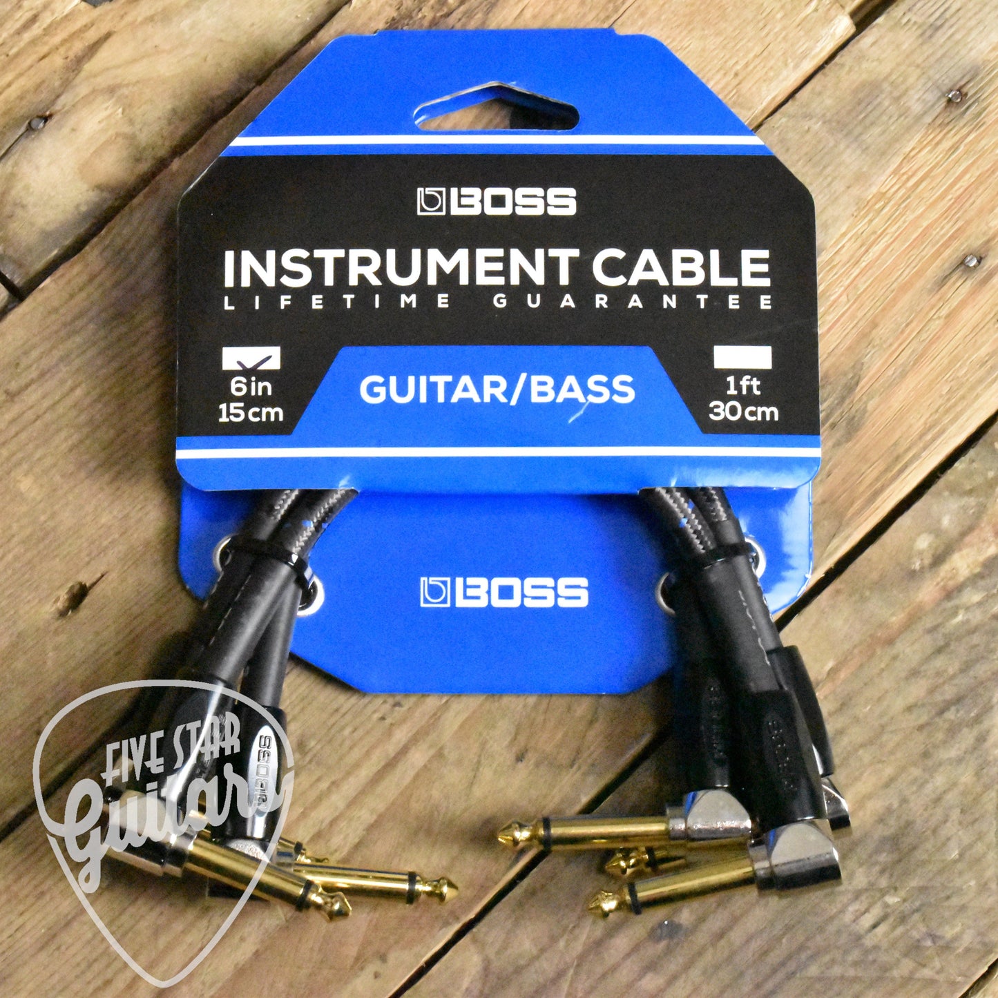 BOSS BIC-PC-3 - Pack of Three Instrument Cables - 6"/15cm - Right Angle/Right Angle - 1/4" Jack