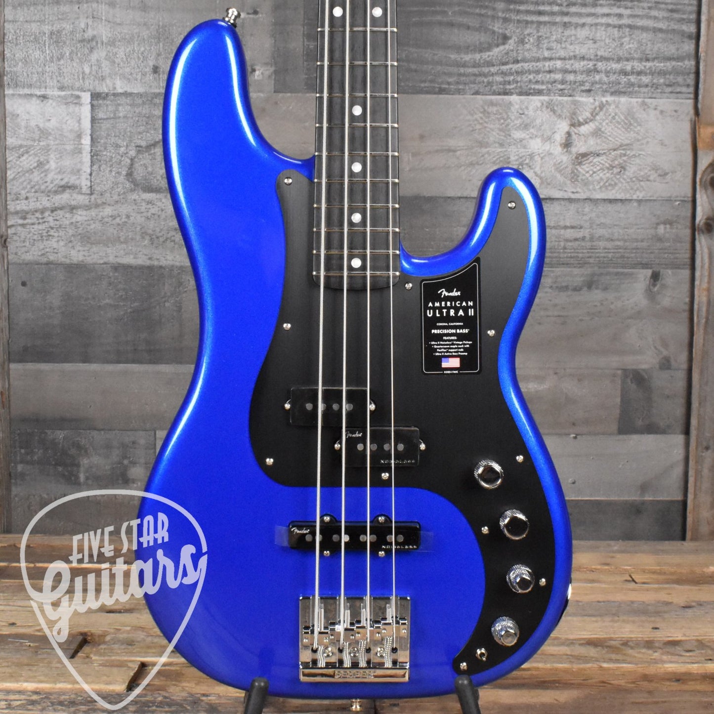 Fender American Ultra II Precision Bass Ebony Fingerboard - Noble Blue with Deluxe Molded Case