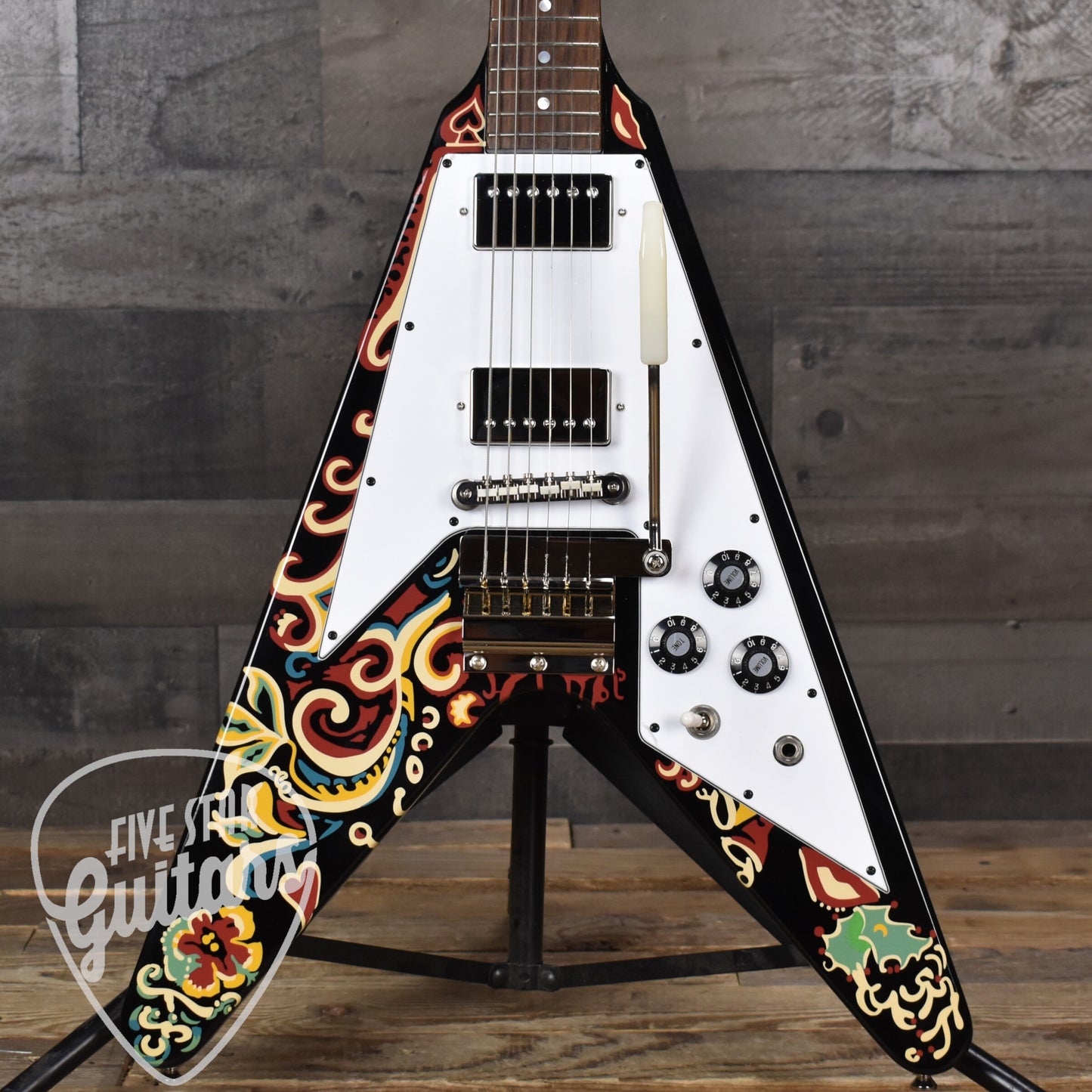 Epiphone Jimi Hendrix "Love Drops" Flying V - Ebony with Hard Shell Case