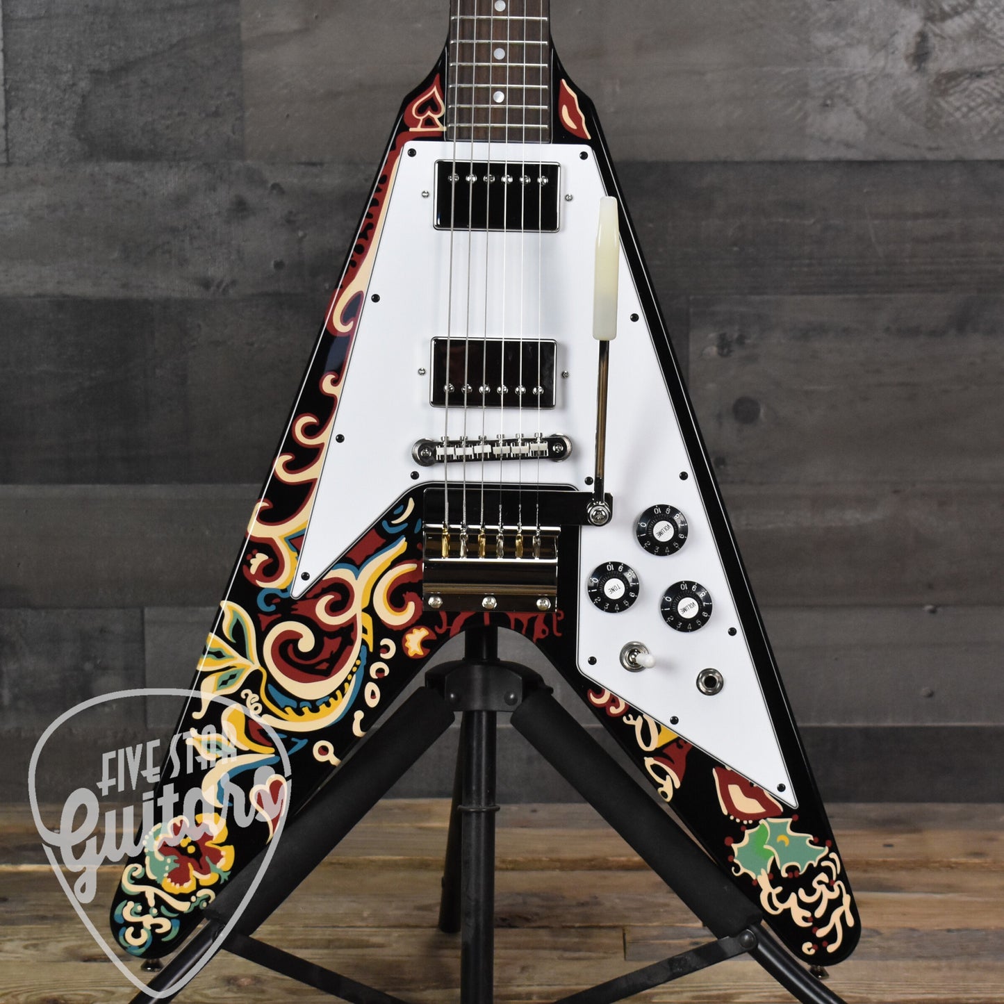 Epiphone Jimi Hendrix "Love Drops" Flying V - Ebony with Hard Shell Case - SN: 3353