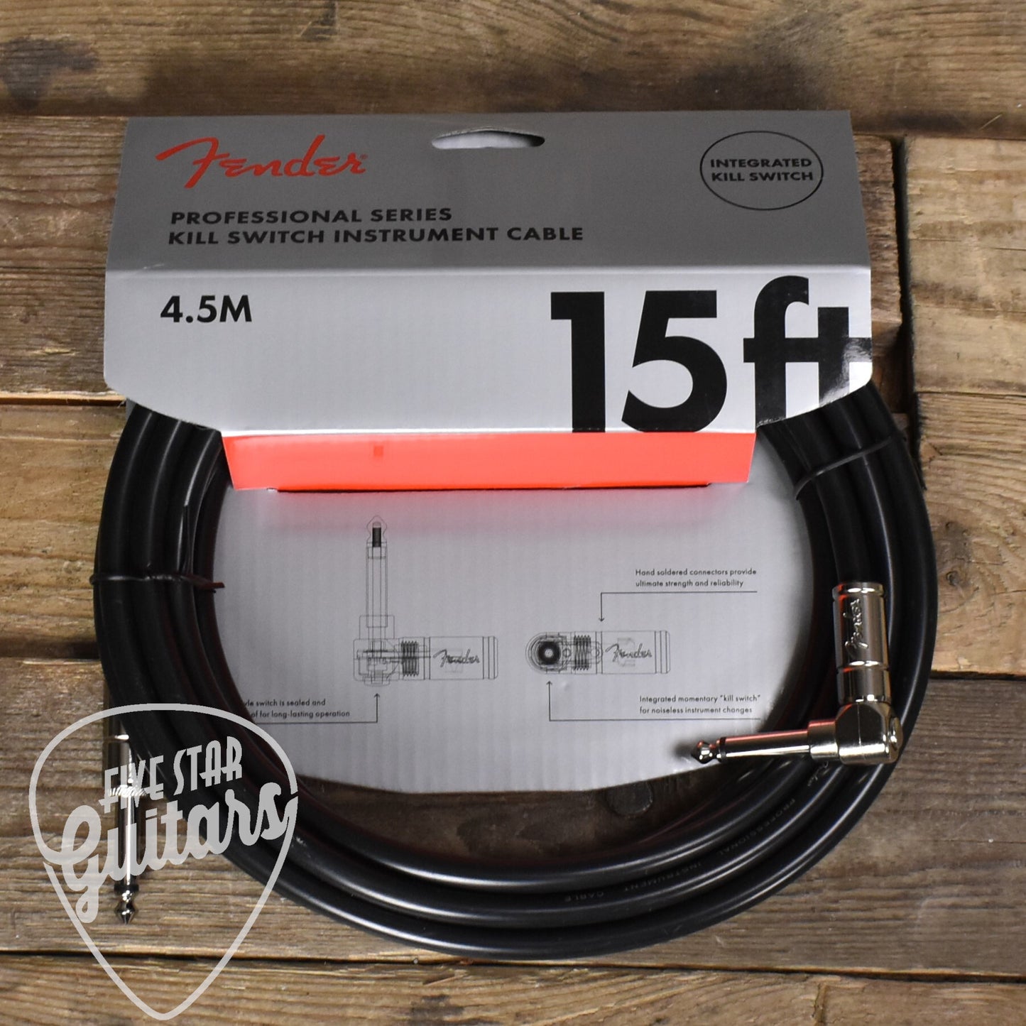 Fender 15' Professional Series Kill Switch Cable Straight/Right Angle