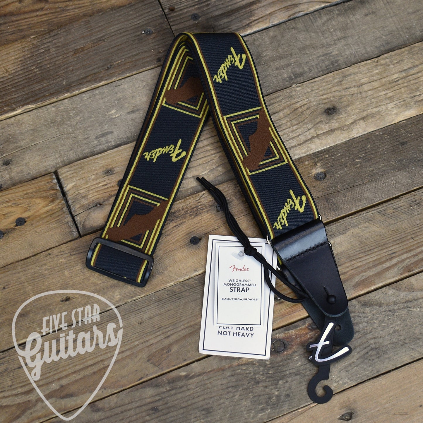 Fender 2" Monogrammed Strap Black/Yellow/Brown