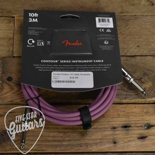 Fender Contour Series Instrument Cable - 10ft Straight-to-Straight - Burgundy Mist