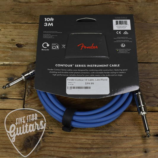 Fender Contour Series Instrument Cable - 10ft Straight-to-Straight - Lake Placid Blue