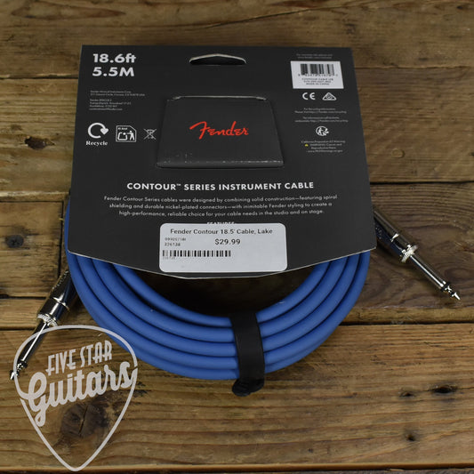 Fender Contour Series Instrument Cable - 18.6ft Straight-to-Straight - Lake Placid Blue