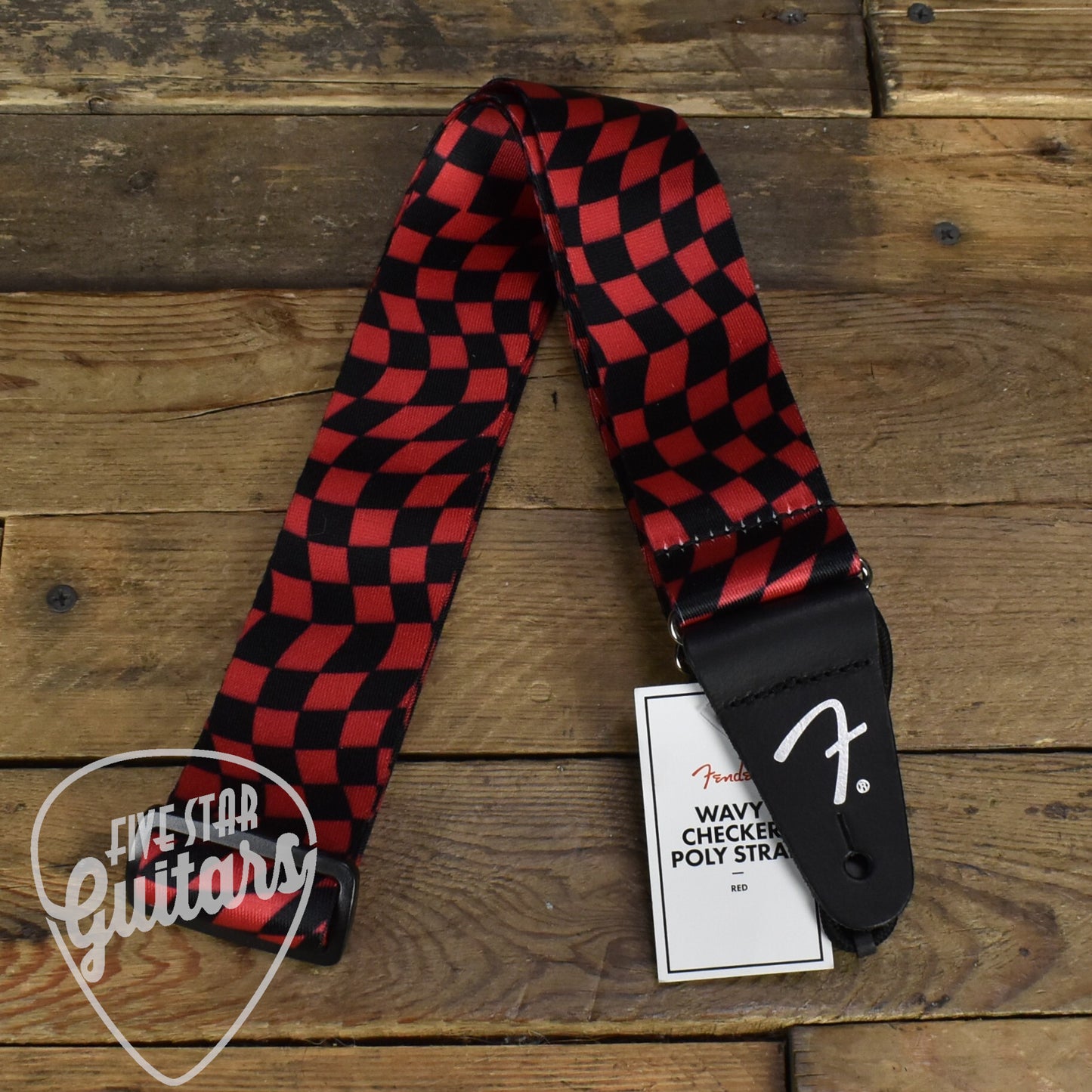 Fender Wavy Checkerboard Polyester Strap 2" - Red
