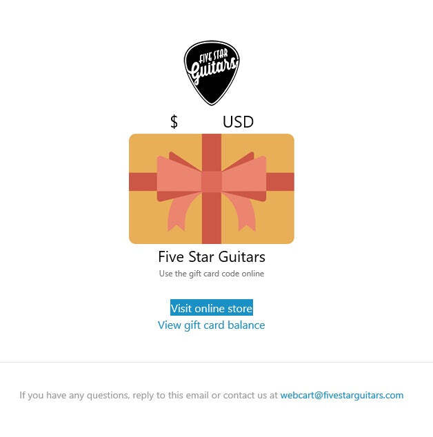 Five Star Guitars Gift Card