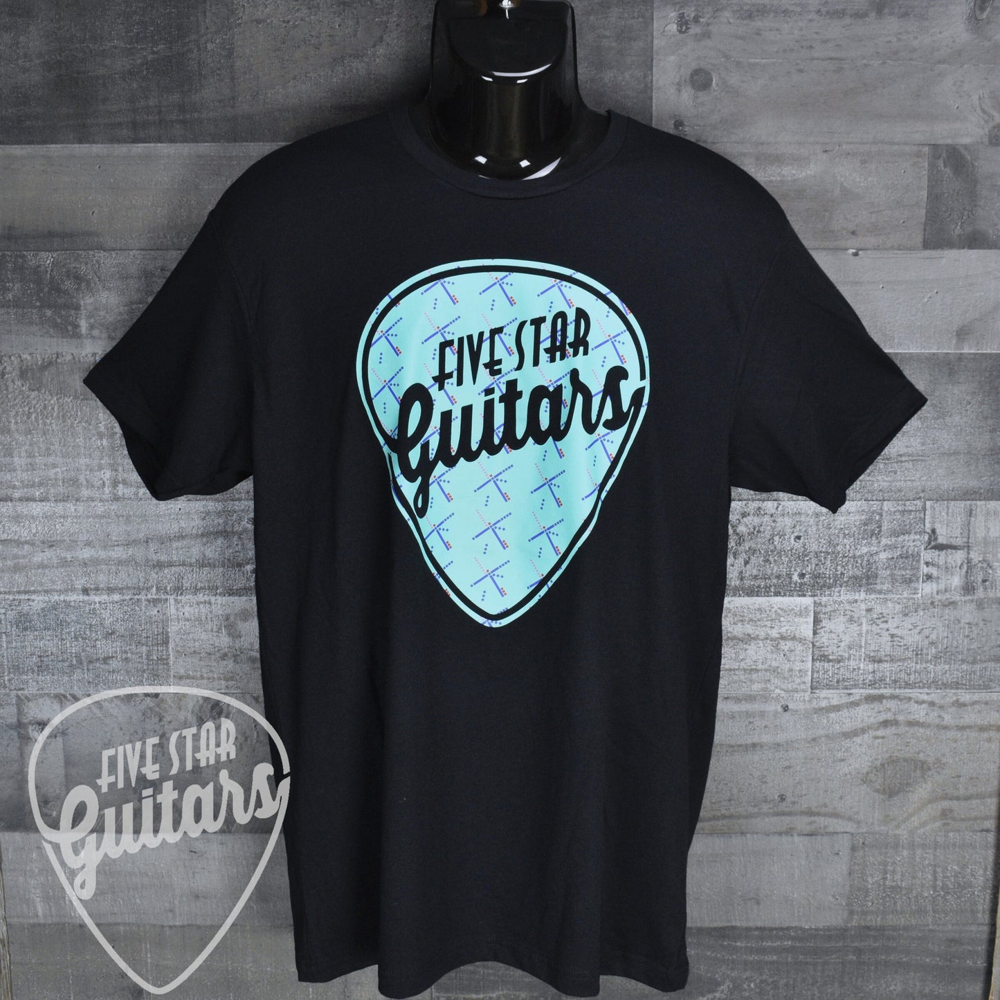 Five Star Guitars Men's Shirt - PDX Carpet Logo on Black - XL