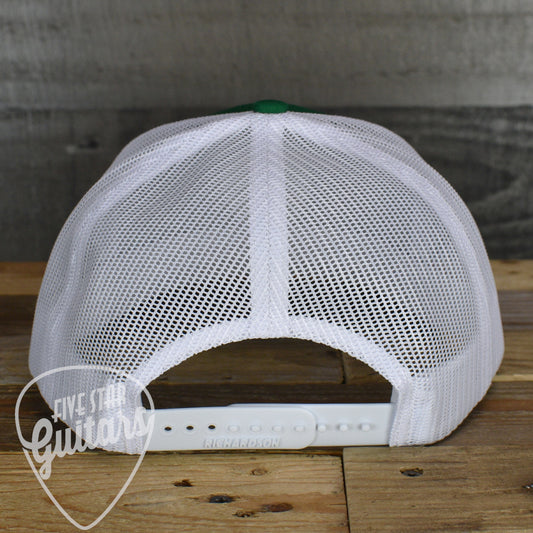 Five Star Guitars Snapback Trucker Cap - Kelly/White with White Pick Logo