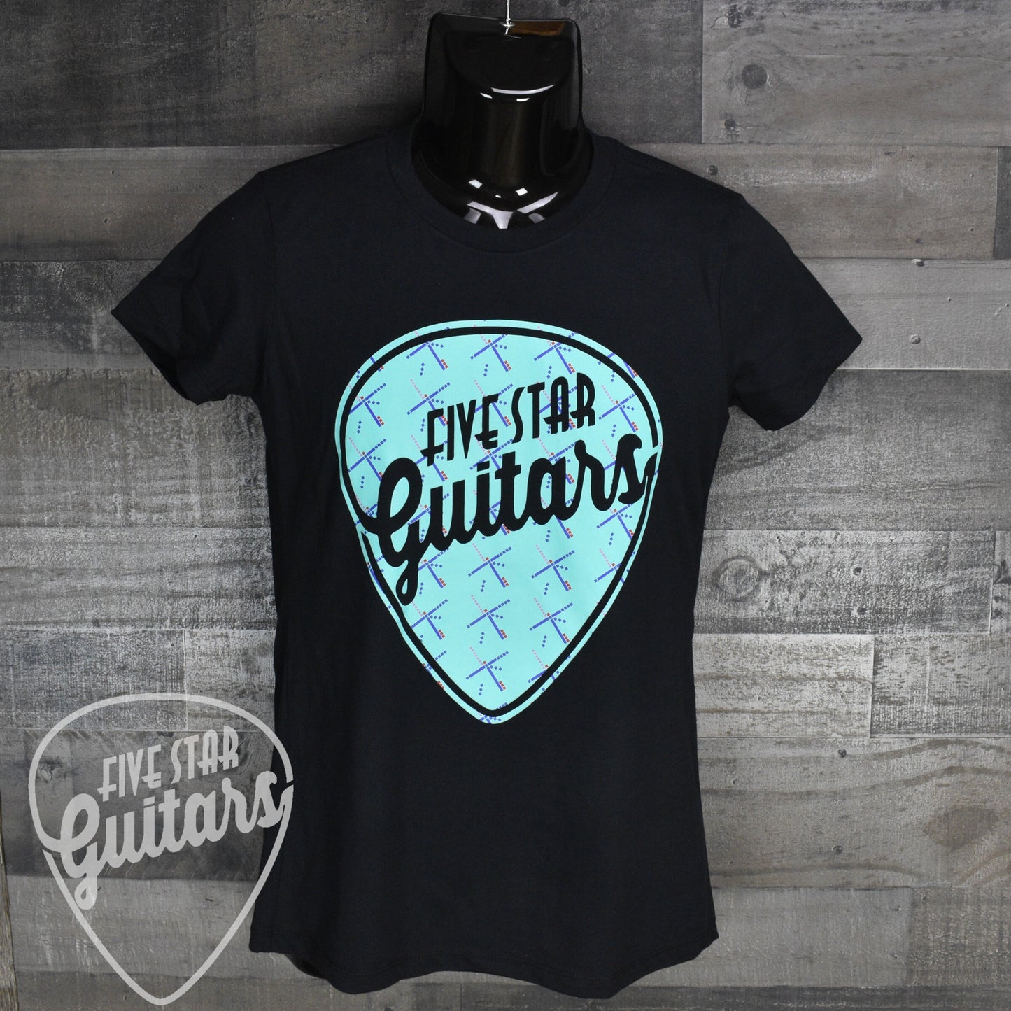 Five Star Guitars Women's Shirt - PDX Carpet Logo on Black - XL