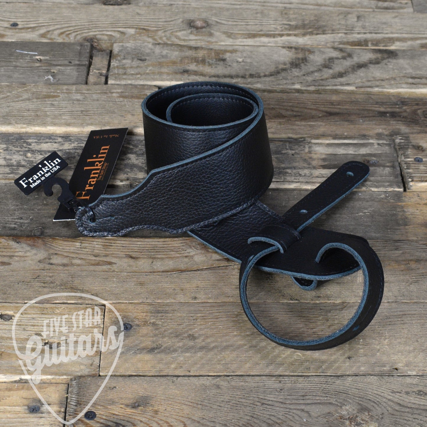 Franklin 2.5" Purist Glove Leather Guitar Strap - Black/Black