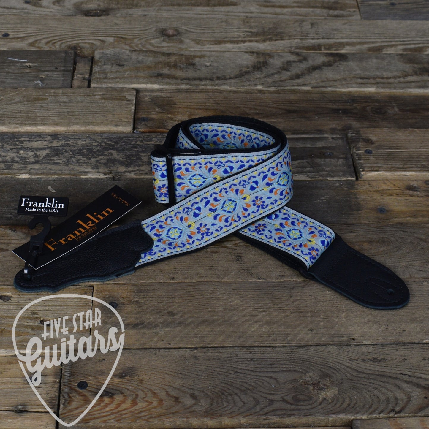 Franklin 2" Retro Folk Weave Guitar Strap - Light Blue