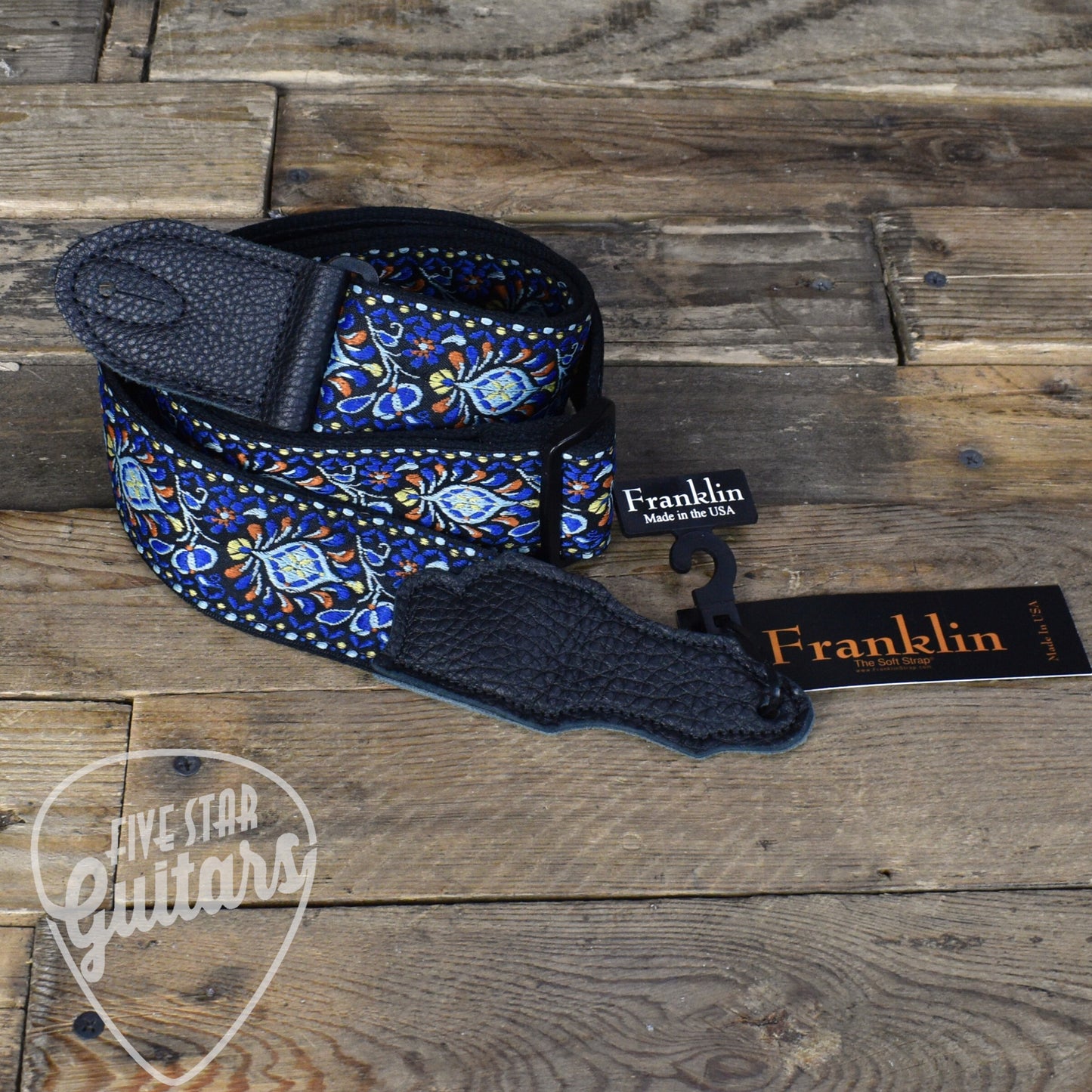 Franklin 2" Retro Folk Weave Guitar Strap - Orange/Blue
