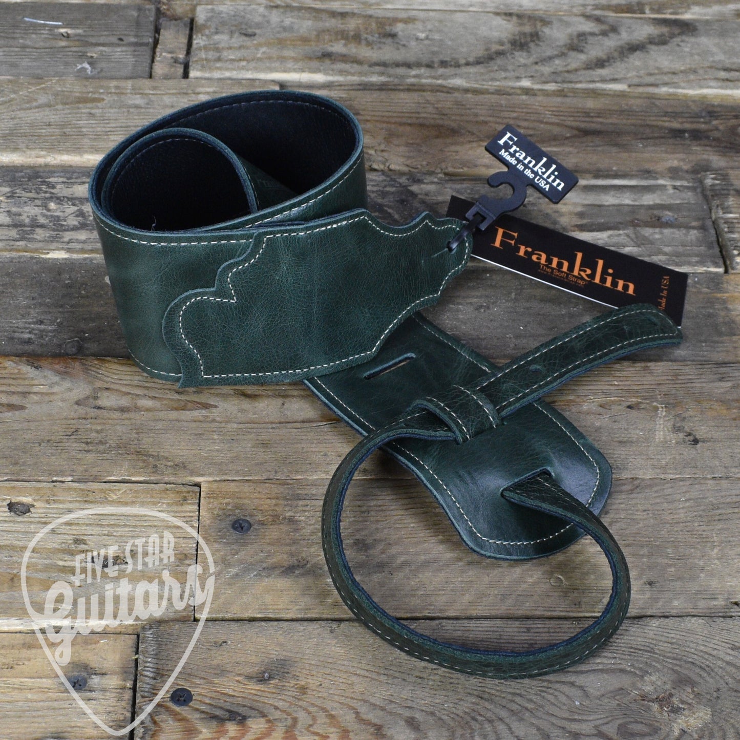 Franklin 3" Jackson Hole Aged Leather Guitar Strap - Emerald