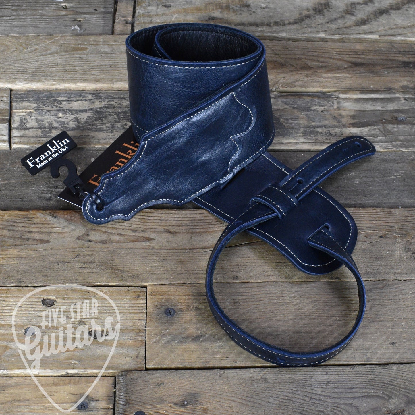 Franklin 3" Jackson Hole Aged Leather Guitar Strap - Navy Blue