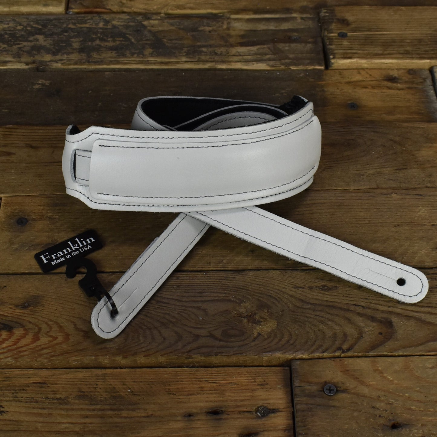 Franklin American Bison Leather Vintage Style Guitar Strap 2.5" - White