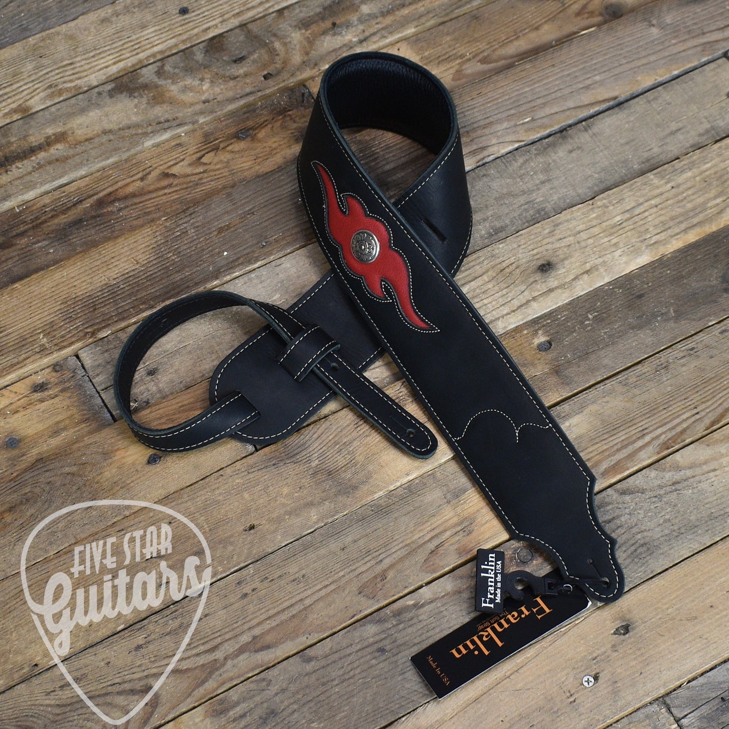 Franklin Sculpted Ball Glove Padded Guitar Strap 3" - Black/Red