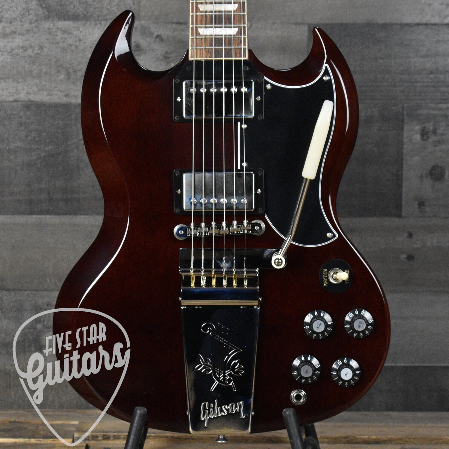 Gibson Limited Run SG Standard '61 Maestro Vibrola T-Type, '68 Appointments, Angus Young Inspired - Aged Cherry with Hard Shell Case - SN: 0212