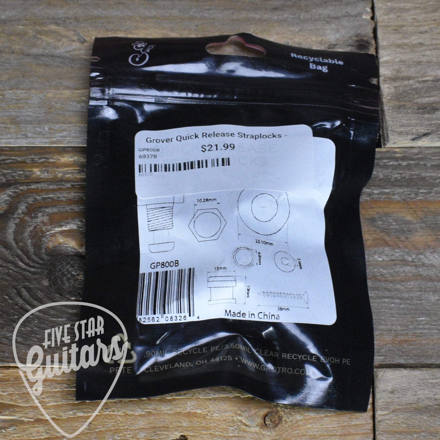 Grover Quick Release Straplocks - Black