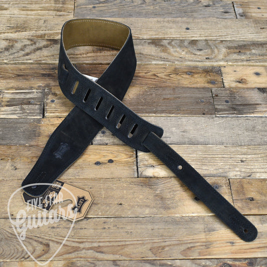 Levy's 2.5" Black Suede Guitar Strap With Suede Backing. Adjustable - 38" To 51"