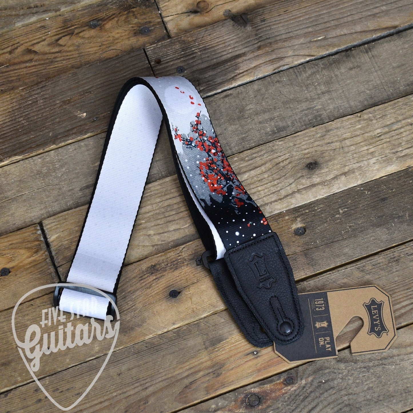 Levy's 2" Nature Series Strap: Cherry Blossoms and Snow Motif