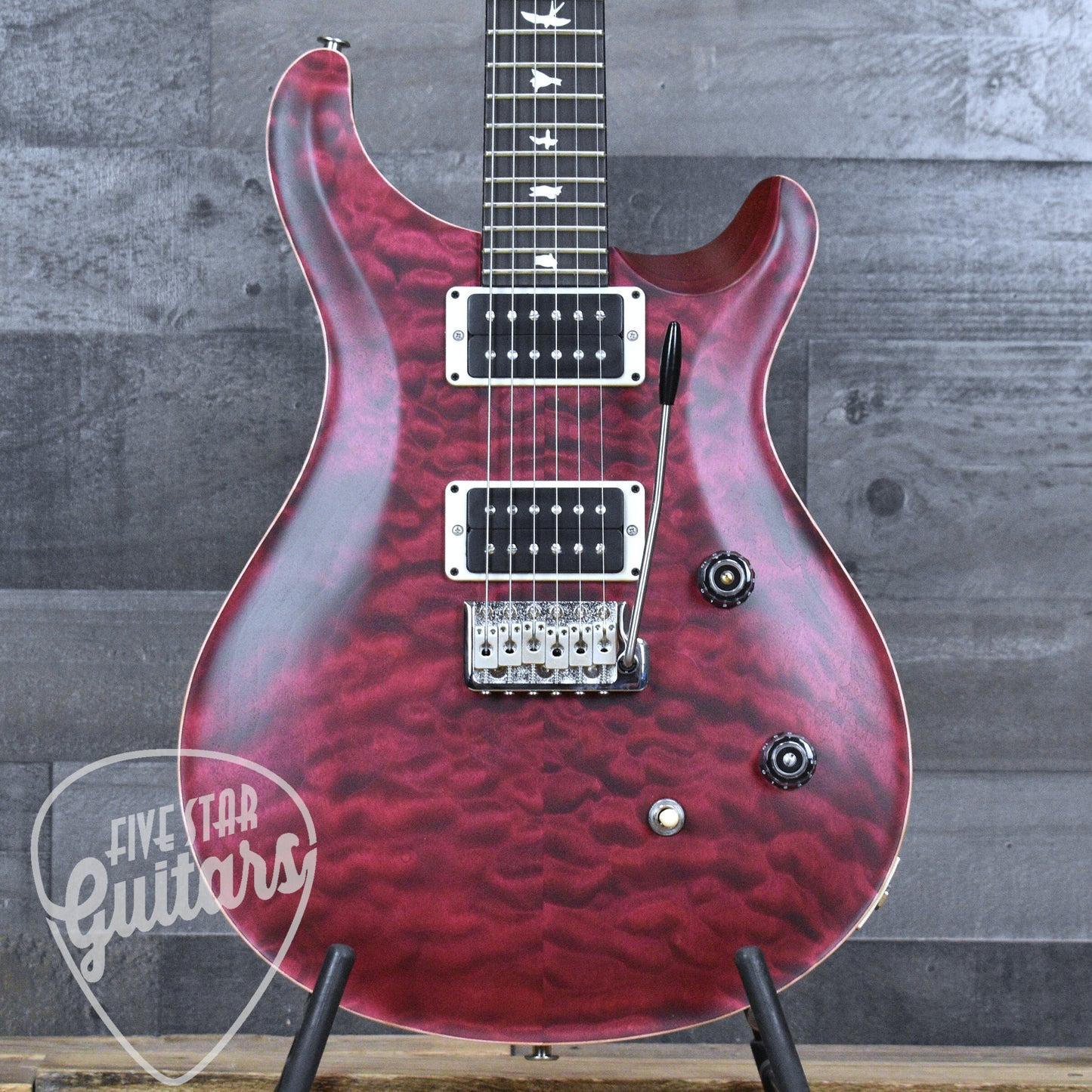 PRS Wood Library CE-24 Satin Quilt Top - Black Cherry with Gigbag