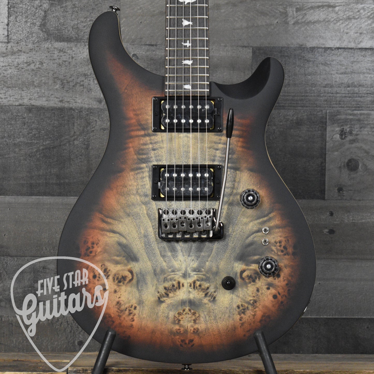 Paul Reed Smith SE "Exotic" Custom 24-08 Poplar Burl - Charcoal Cherry Midnight Burst with Gig Bag SN:5382