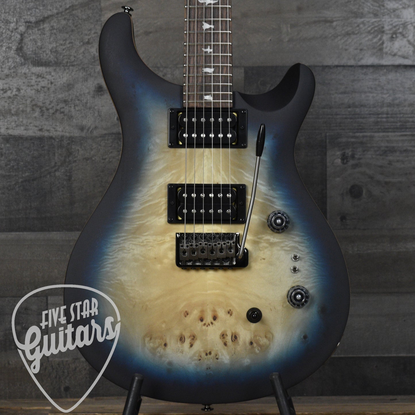 Paul Reed Smith SE "Exotic" Custom 24-08 Poplar Burl - Lake Blue Midnight Burst with Gig Bag