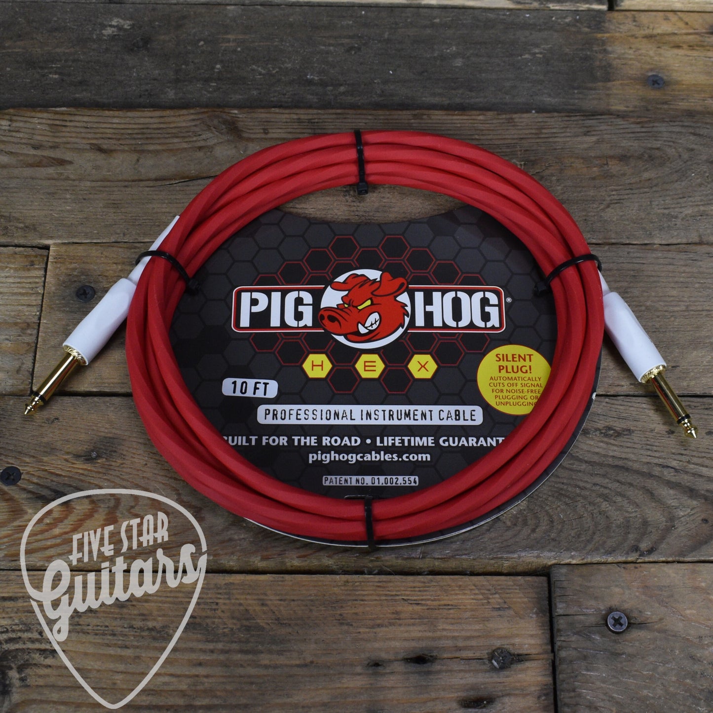 Pig Hog Hex Series Straight-to-Straight Silent 10' - Candy Apple Red